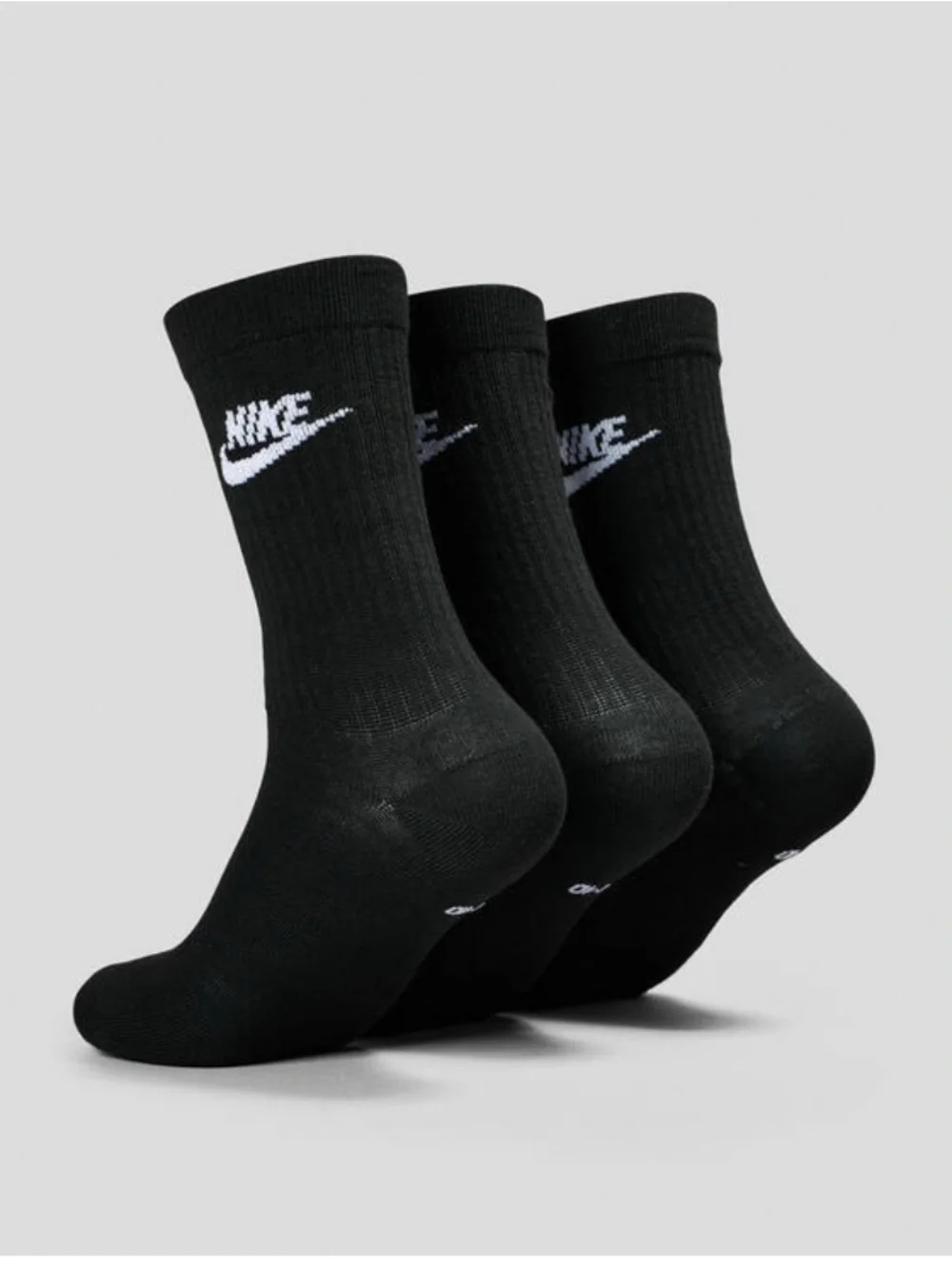 Nike Black Crew Athletic Socks with White Logo - 3 Pack